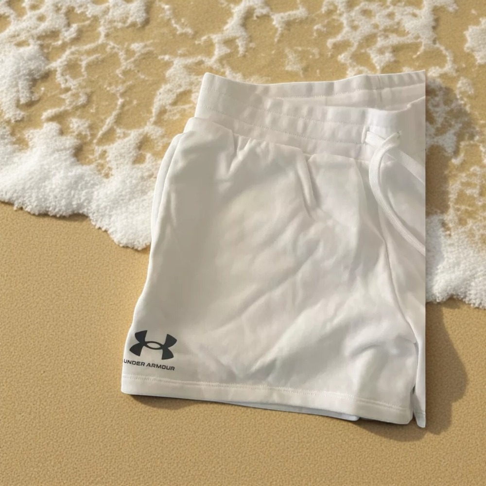Under Armour UA Rival Terry Shorts Women's M – White Cotton Loose Fit NWT - Picture 5 of 11
